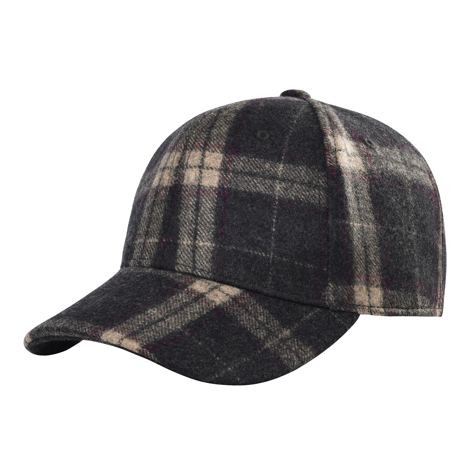 Botvela Herren Winter-Baseballmütze mit Fischgrätenmuster, Tweed, Wollmischung, taillierte Mütze, lässig, Angeln, Wandern, Reisen, Sonnenhut, neuer Modestil – Detail 3