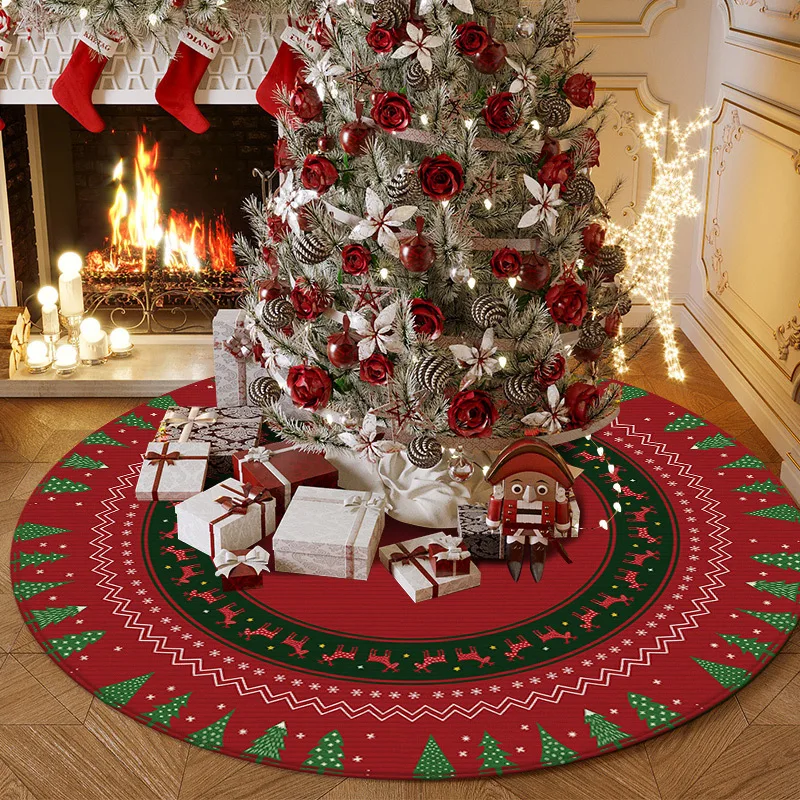 Merry Christmas Tree Round Area Rug, Non-Slip, Washable Carpet, Living Room, Bedroom, Bathroom, Indoor, Outdoor Nursery Rugs