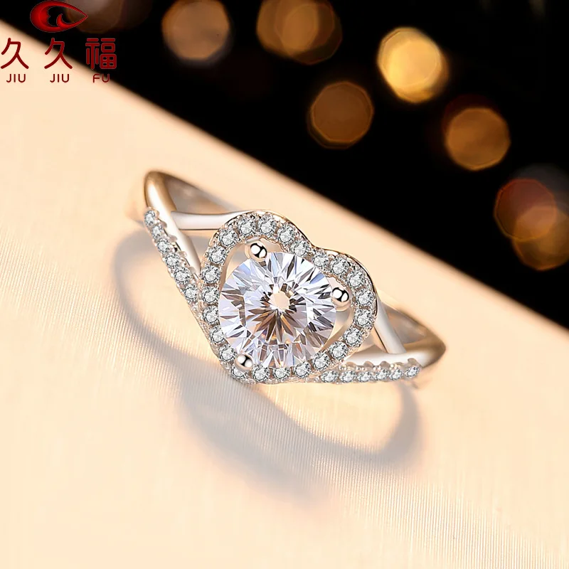 Vintage Hollow Heart Ring for Women, PT950 Platinum Base and 1 Carat Moissanite, combine retro style and sweet design