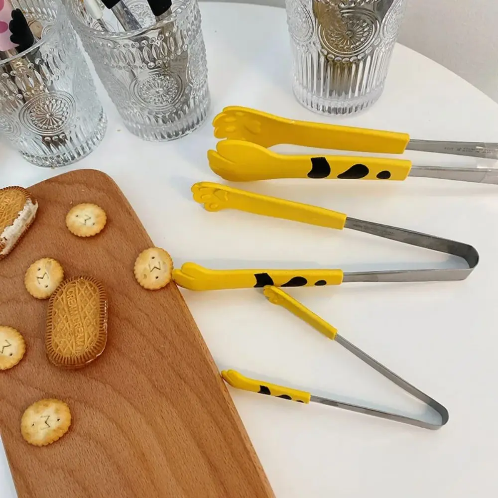 Cat Paw Shape Food Tongs Cute Cartoon Meal Tongs Stainless Steel Barbecue Tongs Sandwich Baking Clip Kitchen Gadgets