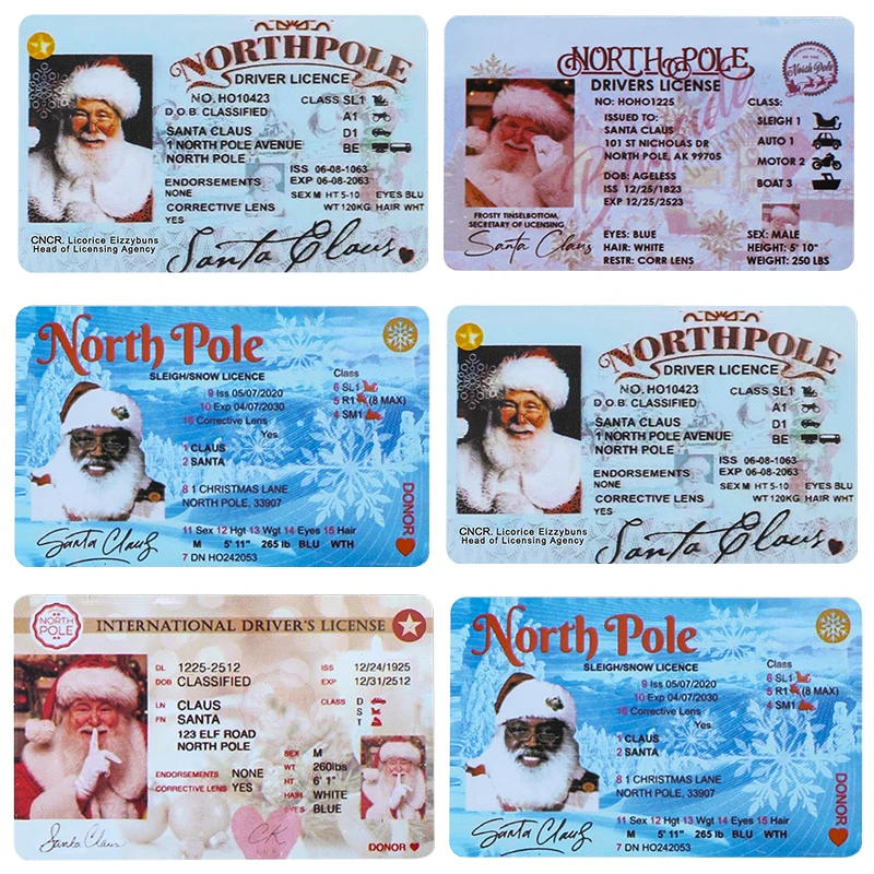 

10 Cards Santa Claus Flying Licence Christmas Eve Driving Licence Lost ID Card Christmas Decor Kids Navidad 2025 Xmas Party Gift