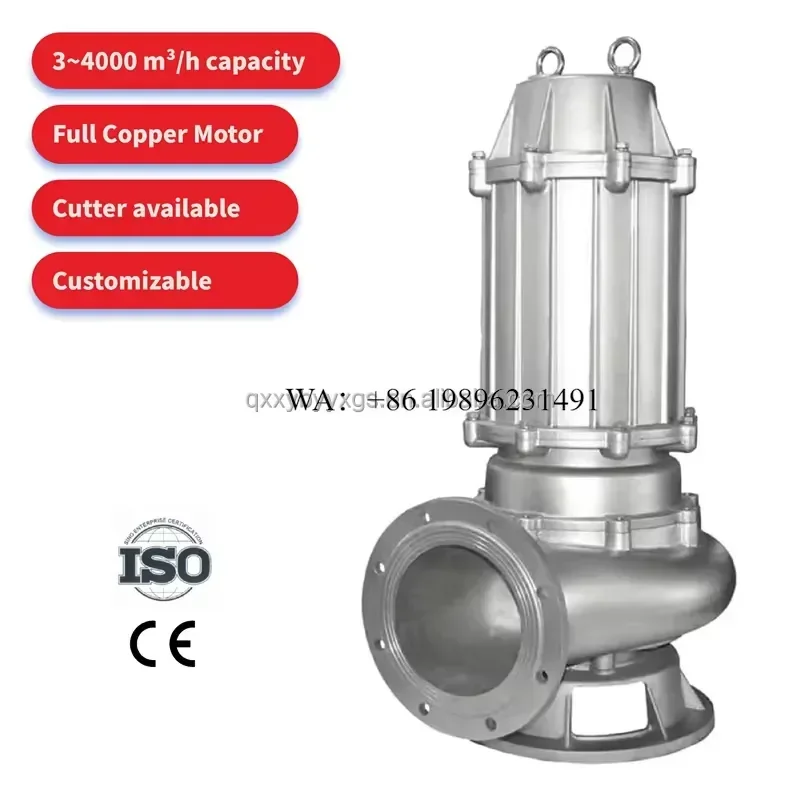 Wmwmnu for WQF All Stainless Steel 304 316 Iron Submersible Corrosion Resistant Acid Alkali Chemical Sewage Pump Copper Motor