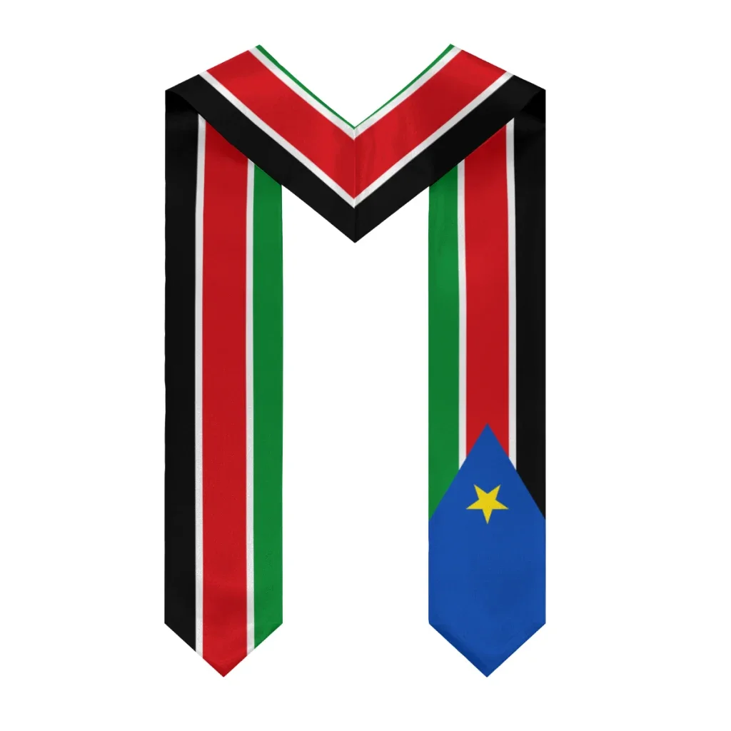 Customization More Design Graduation Shawl South Sudan Flag & United States Flag Stole Sash Honor Study Aboard International Stu