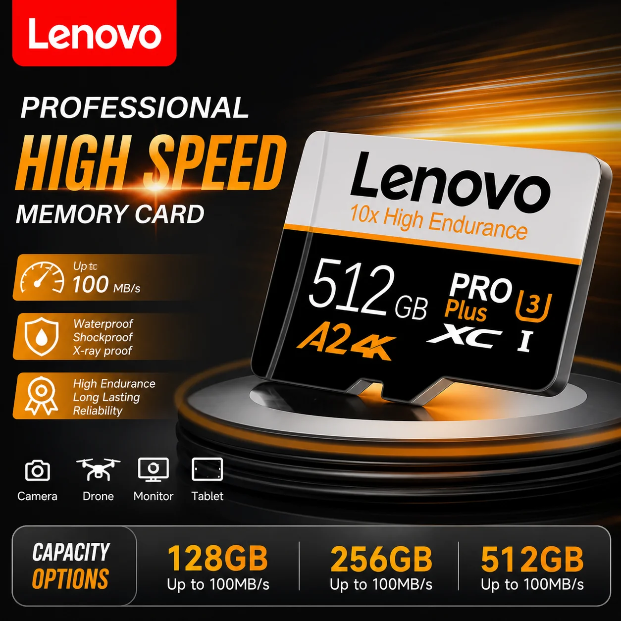 Lenovo 512GB Micro TF SD Card Memory Card High Speed TF/SD 64GB 128GB 256GB Mini Memory Card Class 10 For Camera/Phone/Computer