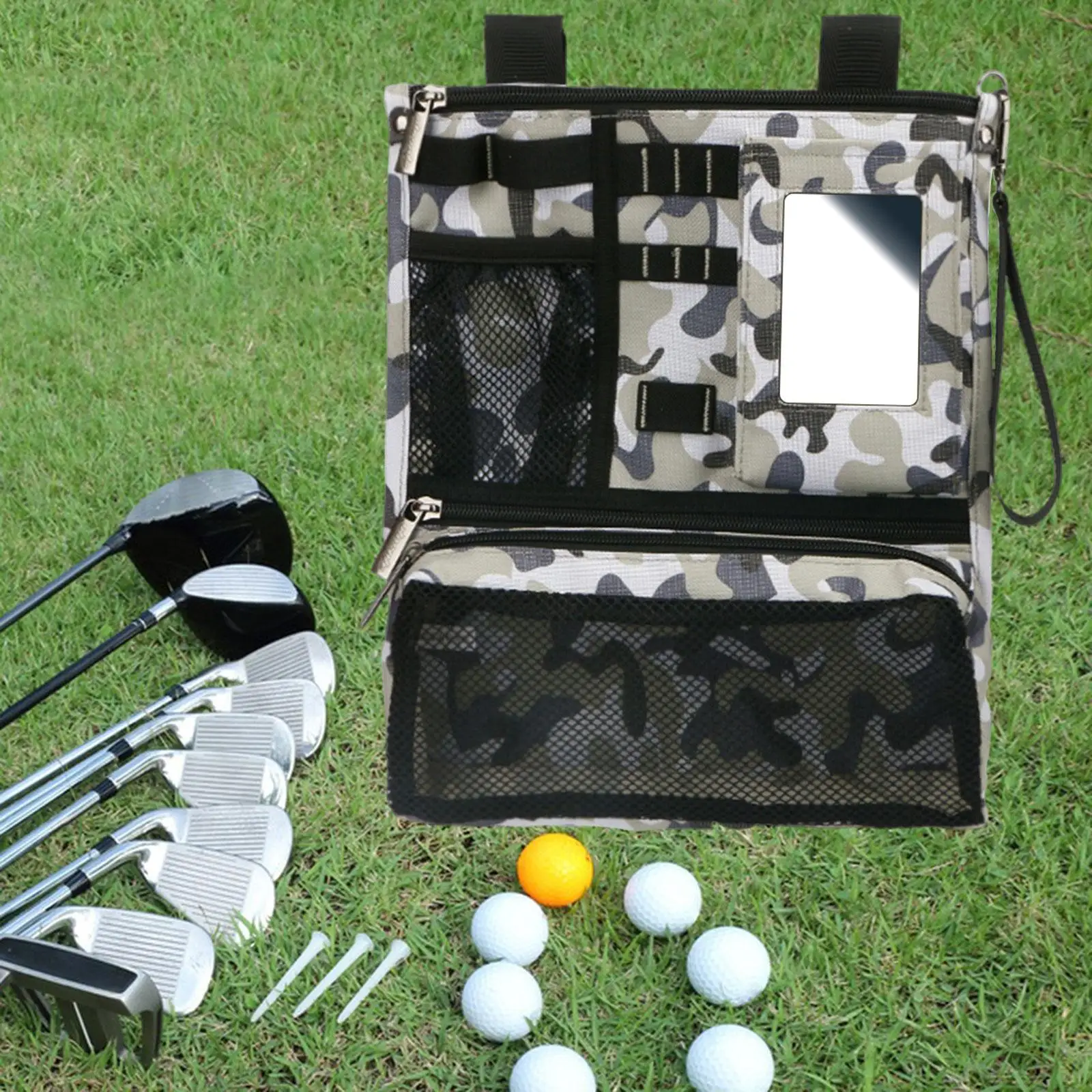 Portable Multifunctional Golf Ball Pouch Bag Foldable Tool Storage Bag for Golf Club Supplies Outdoor Sports Golf Container