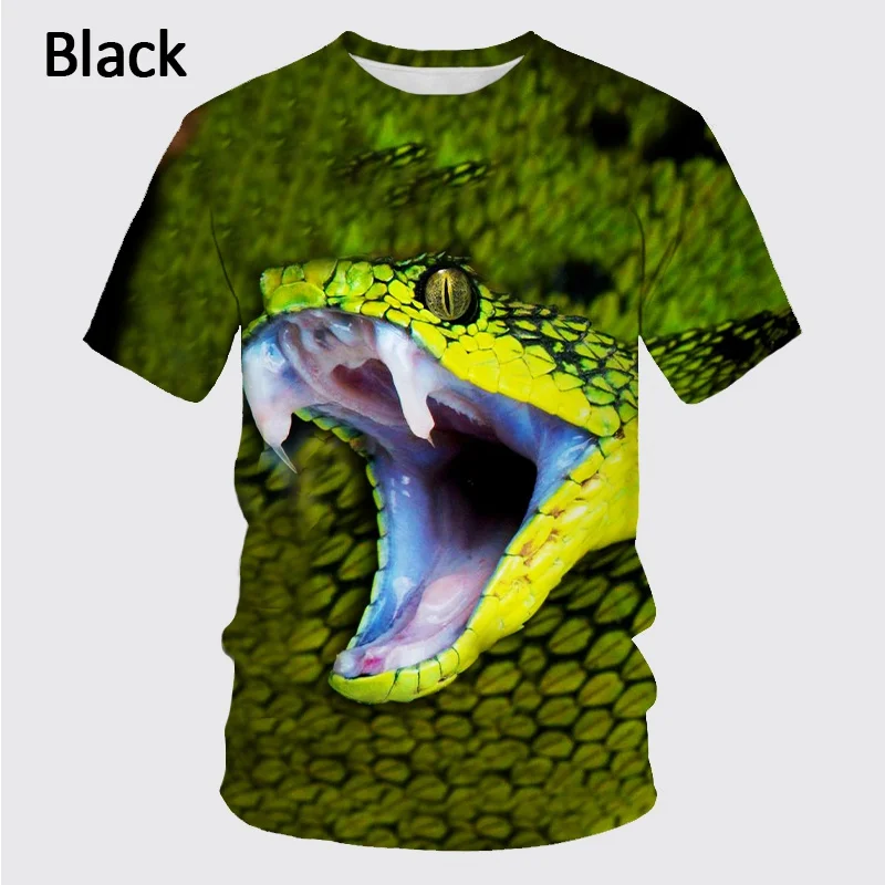 New Summer Horror Creepy Snake 3d Printing Men\'s Women\'s Children\'s Domineering T-shirt Fun Cobra Breathable Light Sports