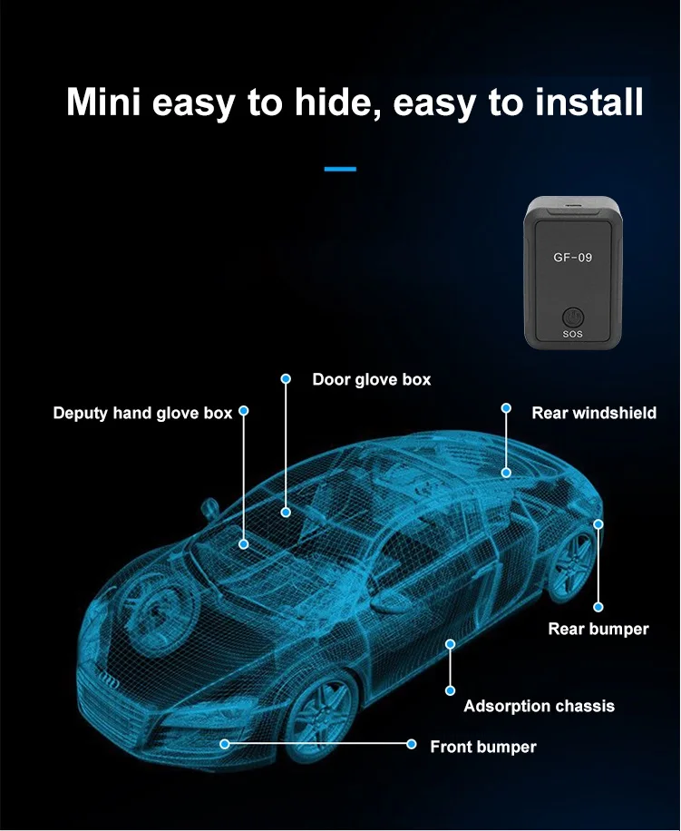 2024 GF09 GSM GPS Tracker Real Time Tracking Anti-Theft Locator Voice Recording Vehicle Tracker APP Anti-lost for Child Cat Dog