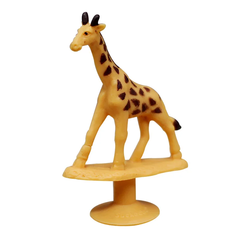 Miniature Simulated Suction Cup Animal Models Tiger Hippopotamus Antelope Zebra Cheetah Action Figures for Ornament Accessories
