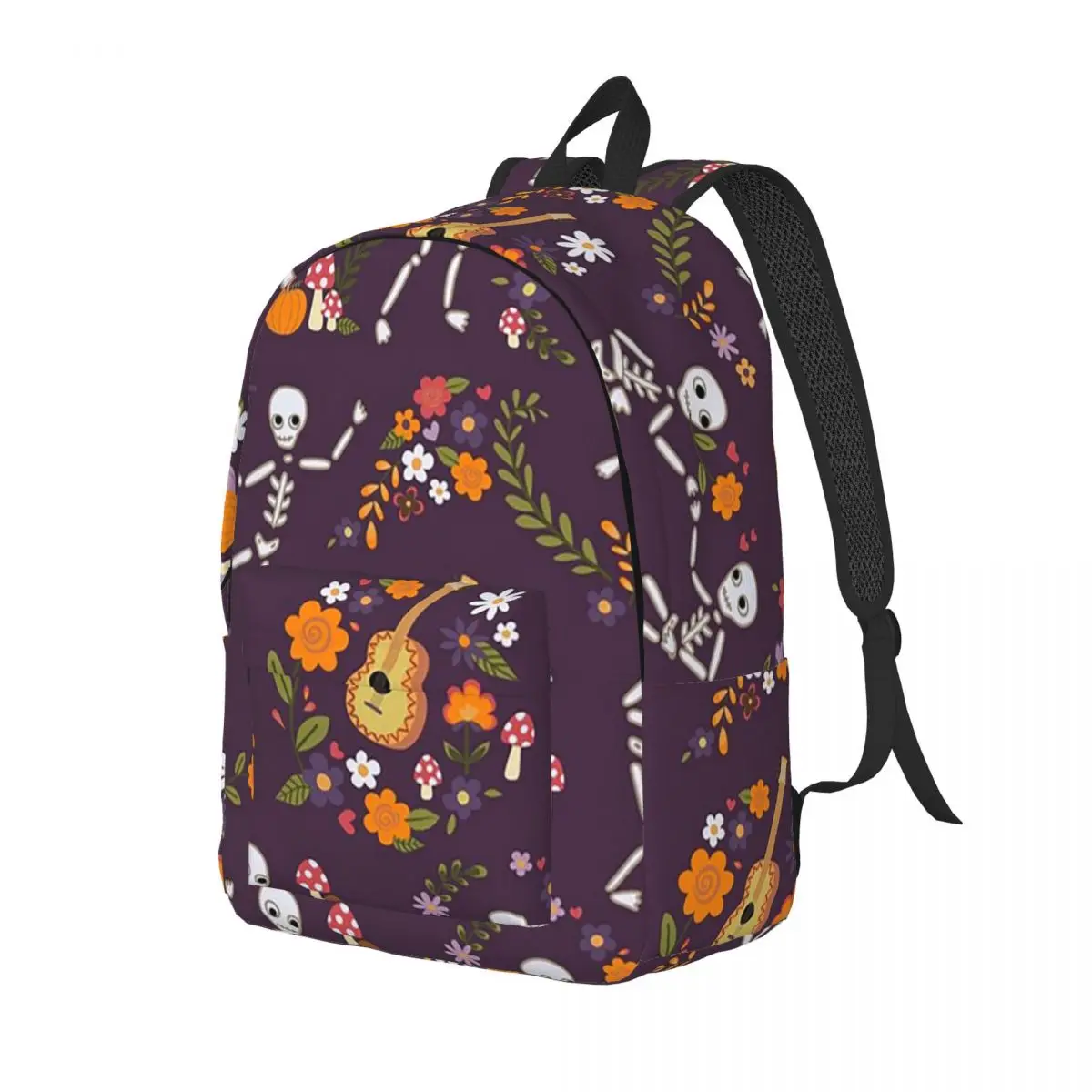 

Halloween Barn Dance Dancing Skeletons Floral Backpack Daypack Large Capacity BookBag School Bag Shoulder Bags for Men Women