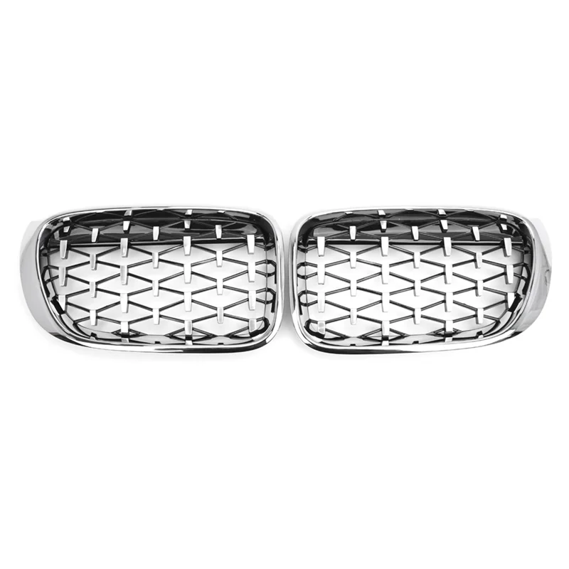 2PCS Set Front Kidney Grilles Diamond Meteor Style Chrome Fits for X3 X4 F25 F26 14-18