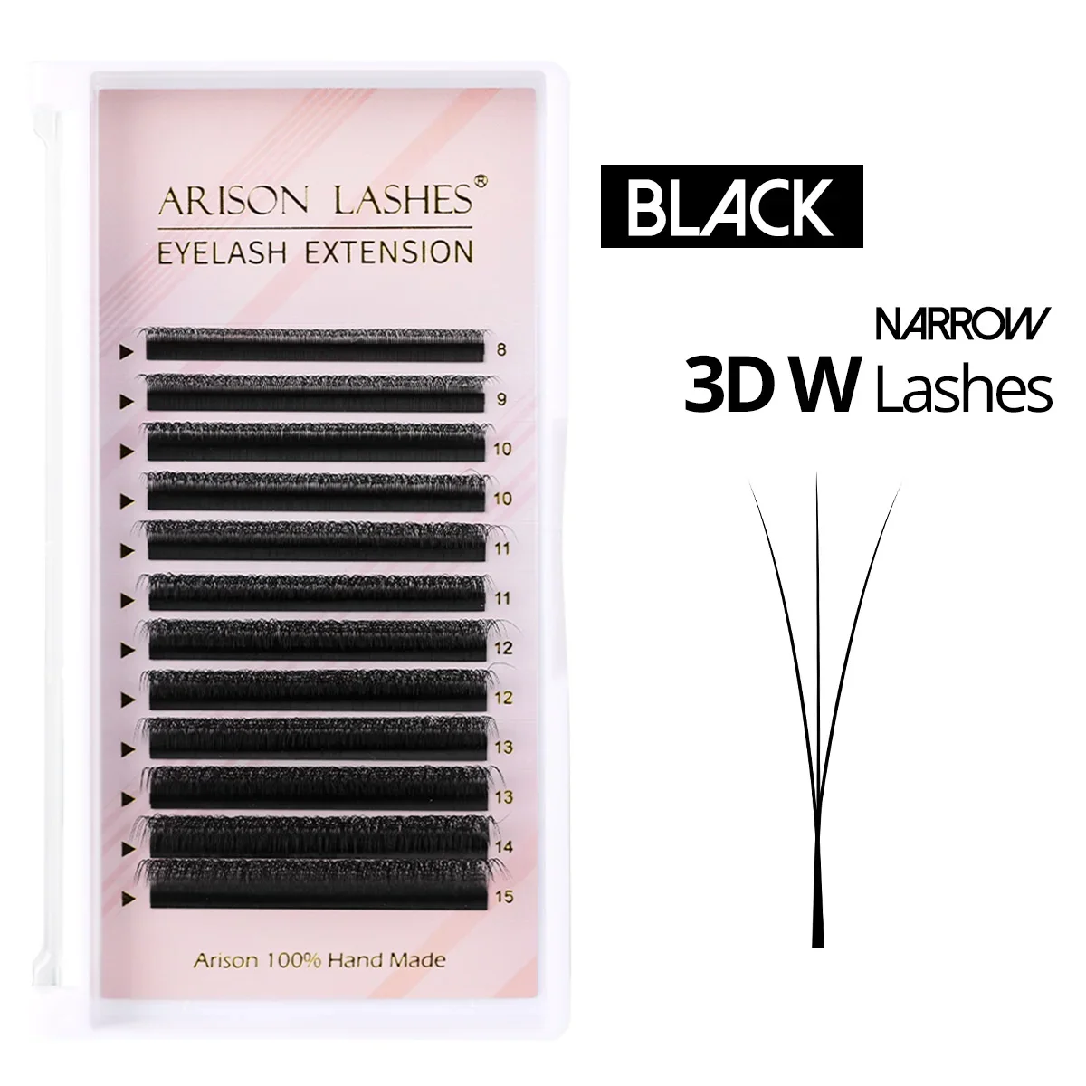 ARISON Schmale 3D/4D/5D W-Wimpernverlängerung, vorgefertigte Fächerwimpern, V-förmig, weich, matt schwarz, leicht zu greifende künstliche Wimpern
