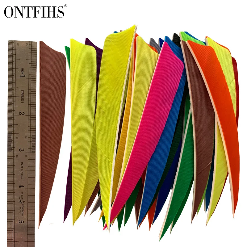 100 Pcs 5 Inches Arrow Feathers Shield Fletching Parabloic Real Turkey Plume Archery Accessories Hunting Shooting