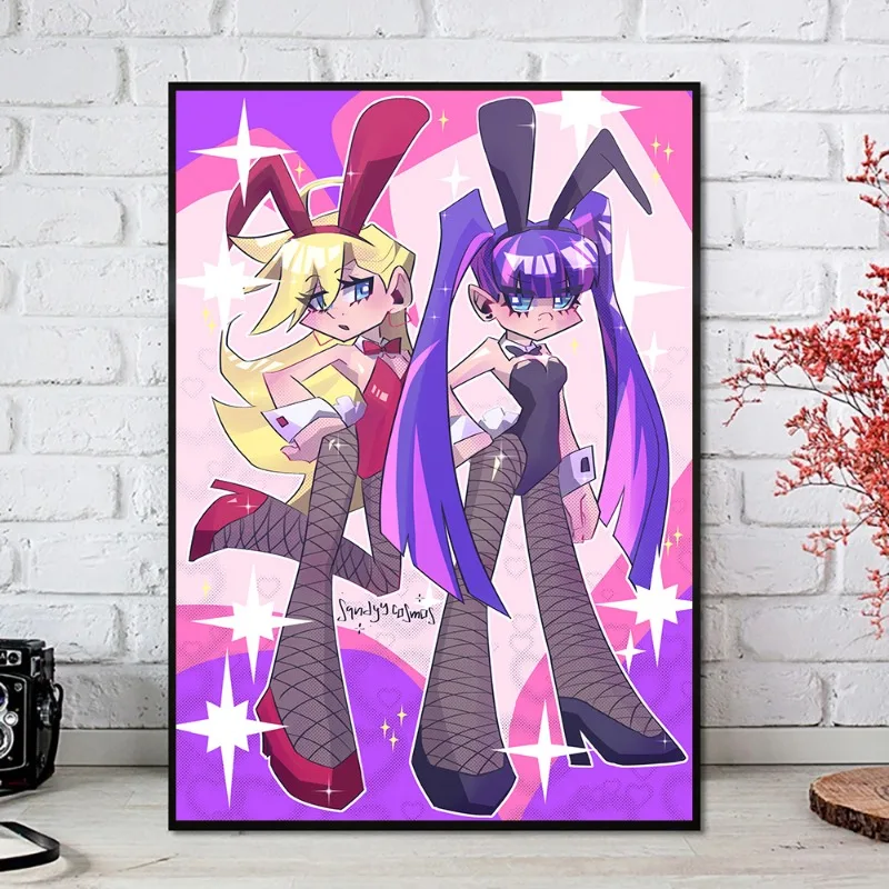 Panty and Stocking with Garterbelt Scanty Anime Poster Canvas Painting Cartoon Cute Girl Wall Art Kawaii Living Room Home Decor