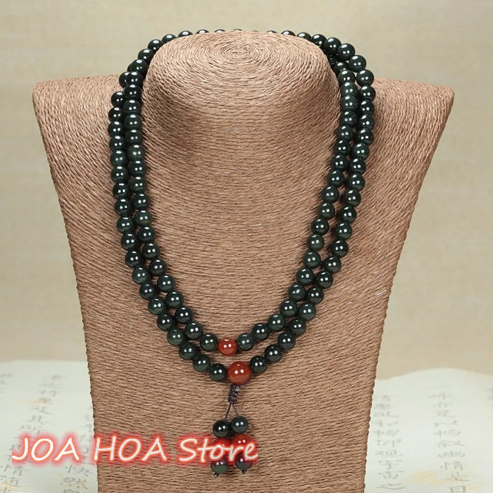 

New Natural Hetian Jade Rosary-Jade Agate Accessories Necklace Qing-Jade 108 Round Beads-Chain Sweater Chain 7A High Jewelry