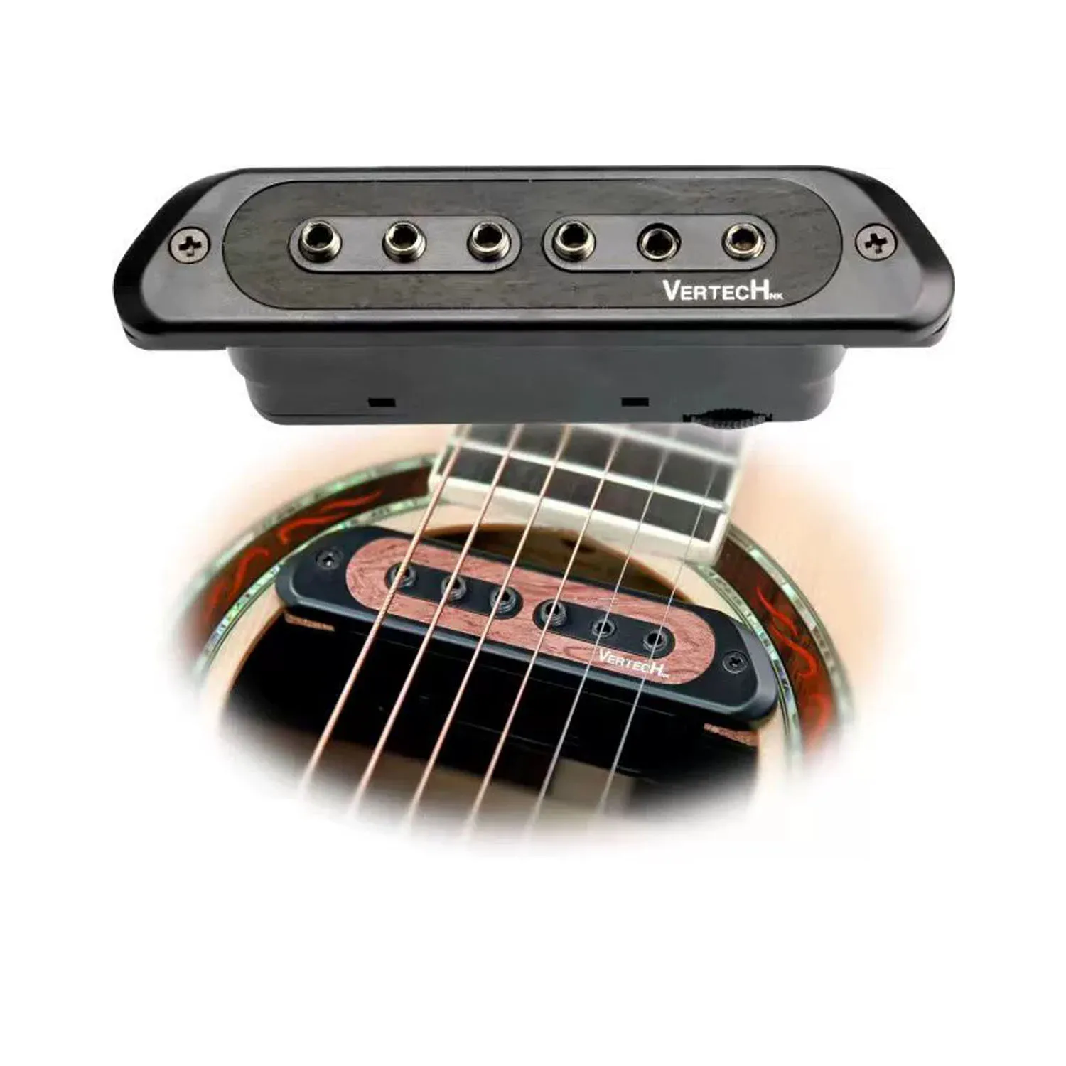 

VS-9 Passive Guitar Soundhole Pickup Acoustic Folk Guitar Humbucker Pick-up Transducer with 6.35mm Endpin Jack Volume Control