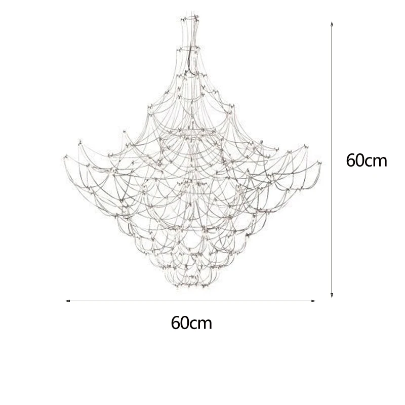 Duplex Townhouse Living Room Stainless Steel Shandelier Hotel Club Manor Starry Fireflies Creative Branches Nordic Lamps
