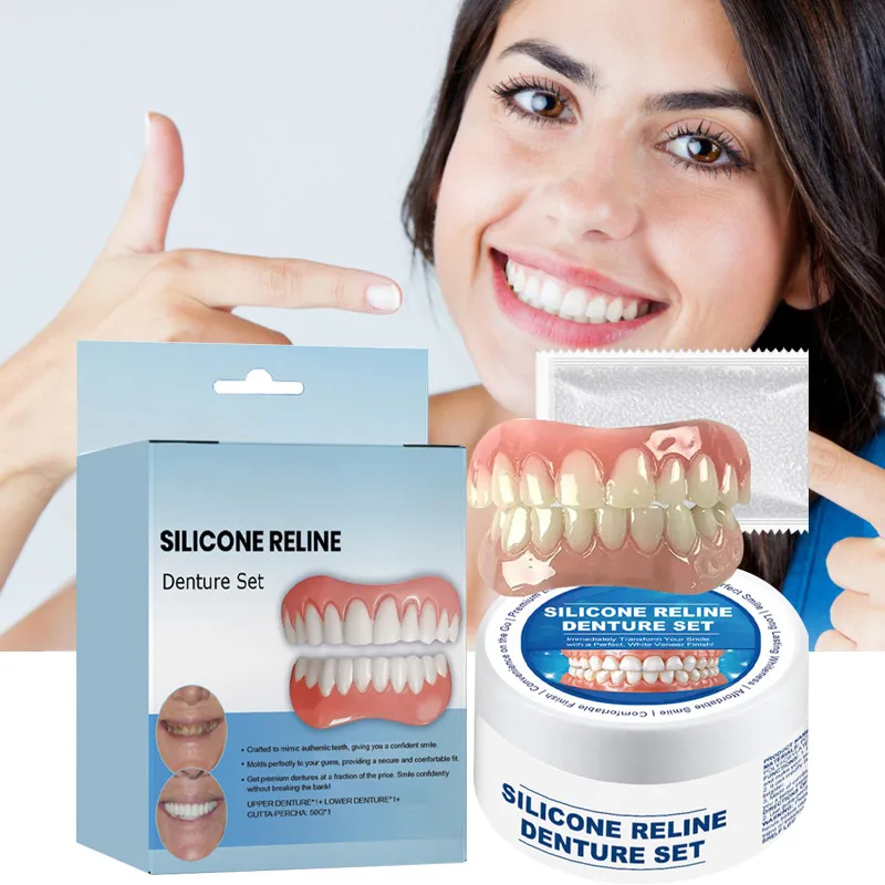 Silicone Reline Denture Modification Set Comfortable Fit Temporary Orthodontic Teeth Dentures Fake Tooth Oral Hygiene Care 50g