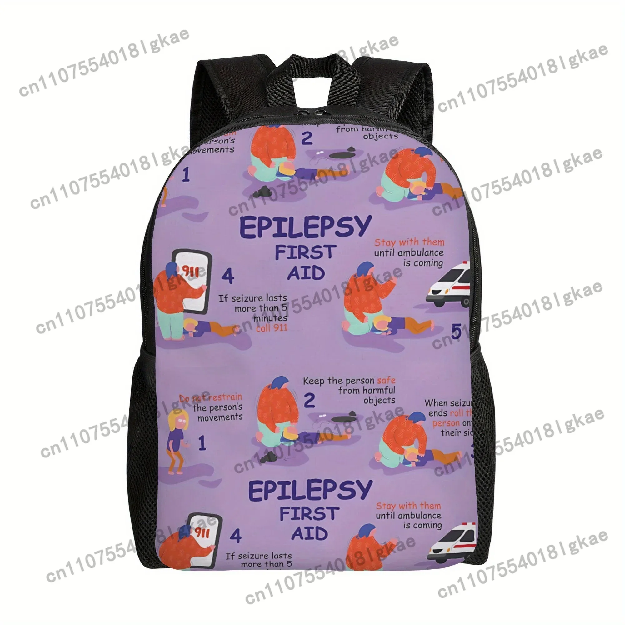 1pc Epilepsy First Aid Backpack - Large Capacity, Lightweight, Adjustable Straps, Zipper Closure, Casual Style, Machine Washable