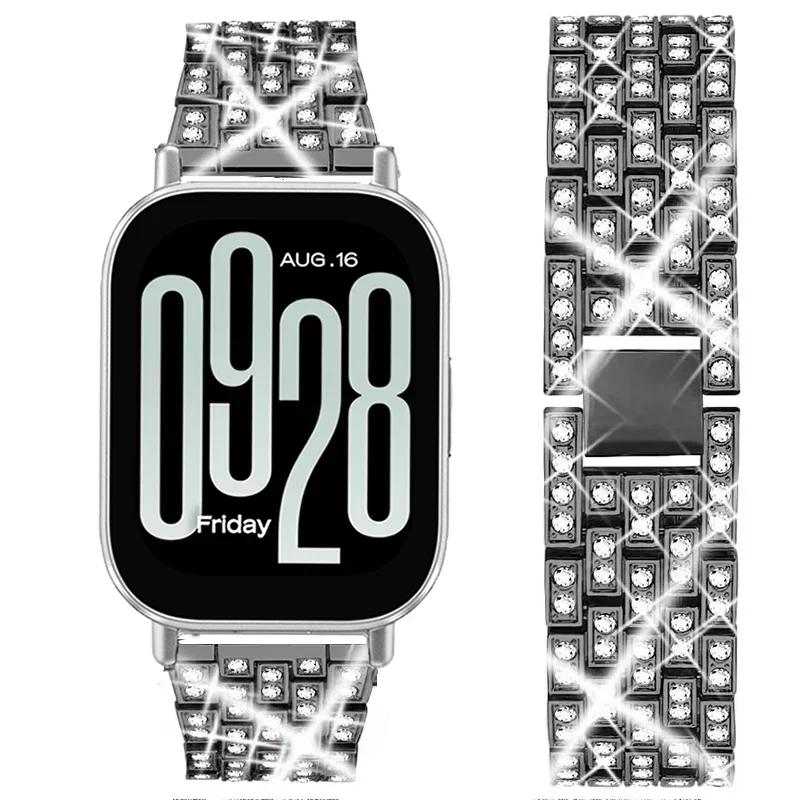 Stainless Steel With Diamond Watchband For Redmi Watch 5 Lite 22mm Women Strap For Redmi Watch 5 Active Bracelet Metal Correa