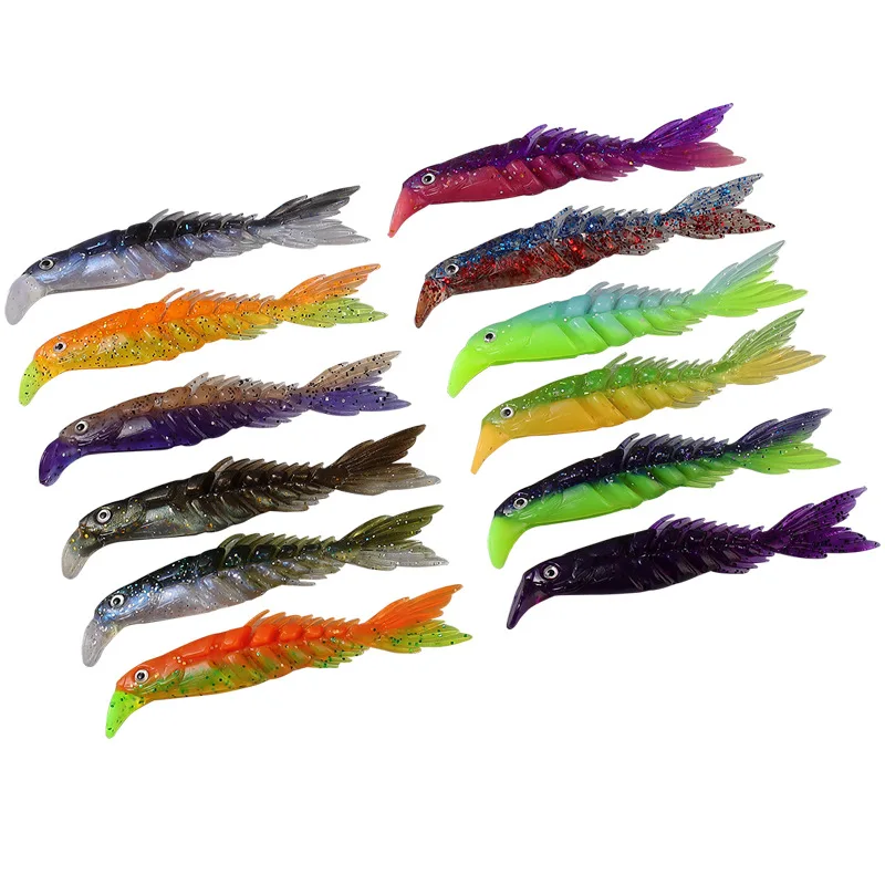 Knobby Fish Artificial Lures 8cm 10cm 12 cm 15cm Fishing Lure Soft Bait Flexible Multi-Section Tail Swimbait 1 Piece SALE