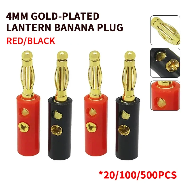 

20Pcs With Screws To Fix The Solder-Free Speaker Wire Plug Speaker Banana Plug Gold-Plated 4mm Lantern Banana Plug Audio Head