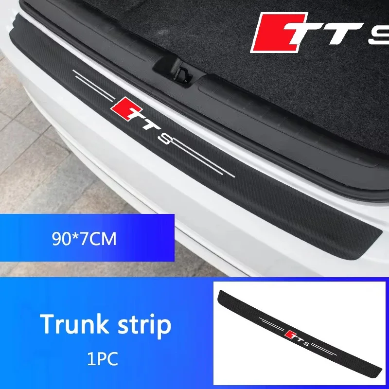 1pc Car Door Sill Protector Stickers Trunk threshold Anti scratch For Audi TTS Logo Trunk Bumper Guard Stickers Auto Accessories