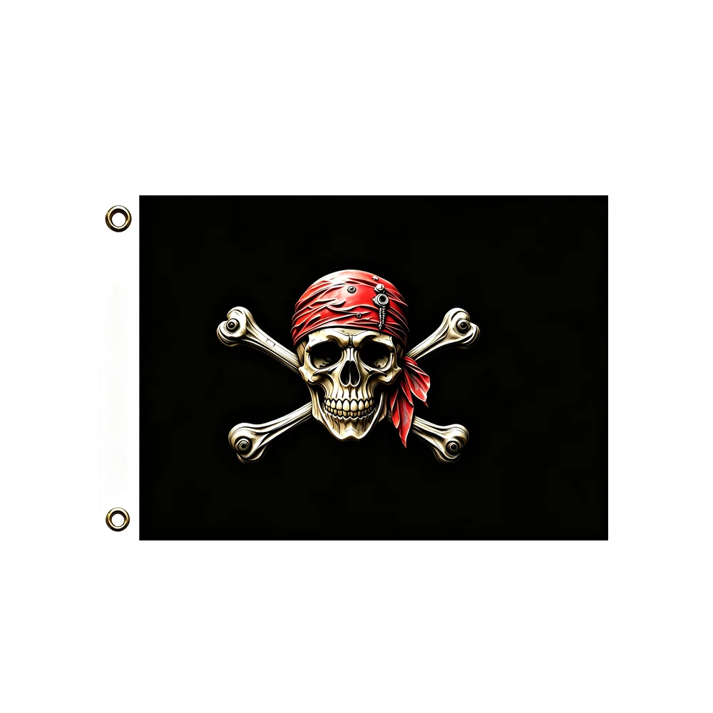 Pirate Skull Crossbones Flag 2x3ft 3x5ft Jolly Roger Polyester Banner for Outdoor Garden Pirate Theme Party Wall Hanging Decor