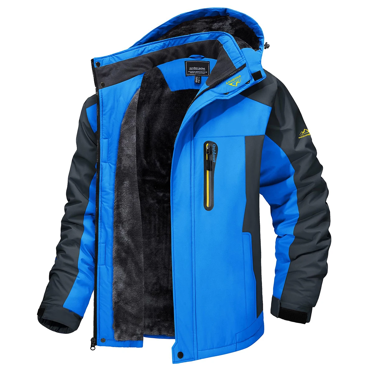 TACVASEN Wasserdichte Herren-Skijacke, Fleece-Futter, Wärmeparka, Winter, Schnee, Arbeiten im Freien, Kapuzenmantel, Regenschale, Windjacke – Detail 19