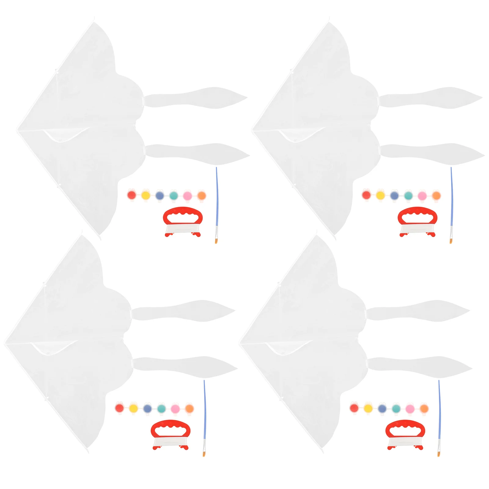 4 conjuntos de pipa em branco branco diy para crianças voo arte pintura pipas brinquedo voador suprimentos graffiti criança