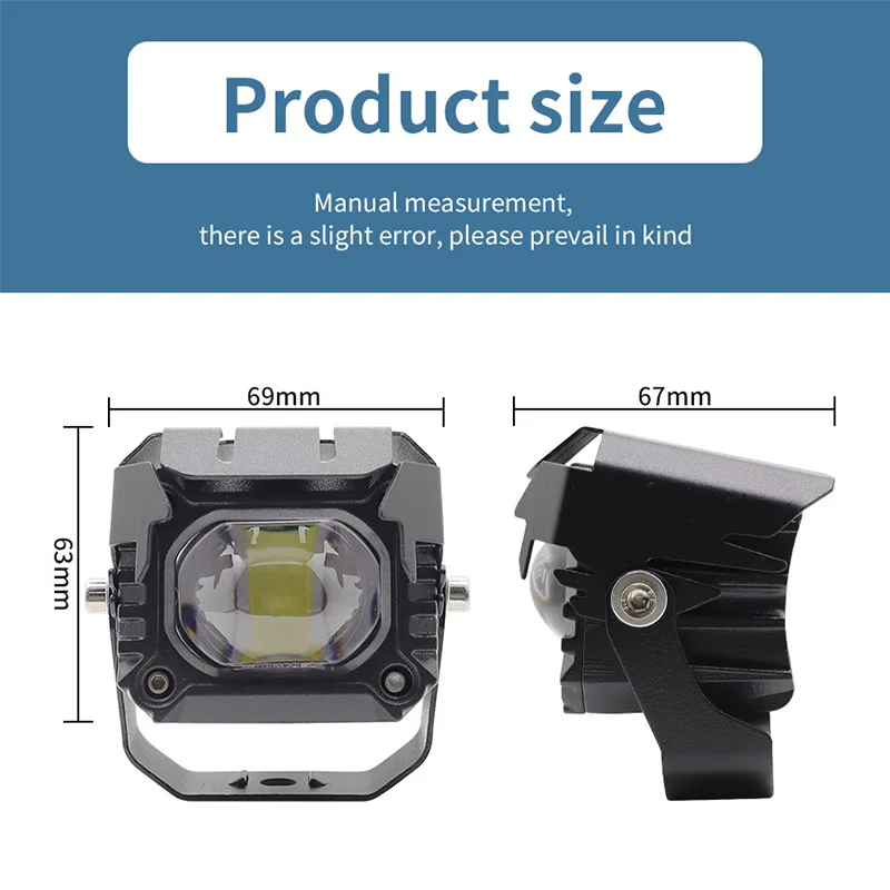 NORGOS 12V24V Motorcycle Headlights Dual Lens External Spotlights Near and Far Integrated fog Lights for Honda Yamaha Suzuki BMW