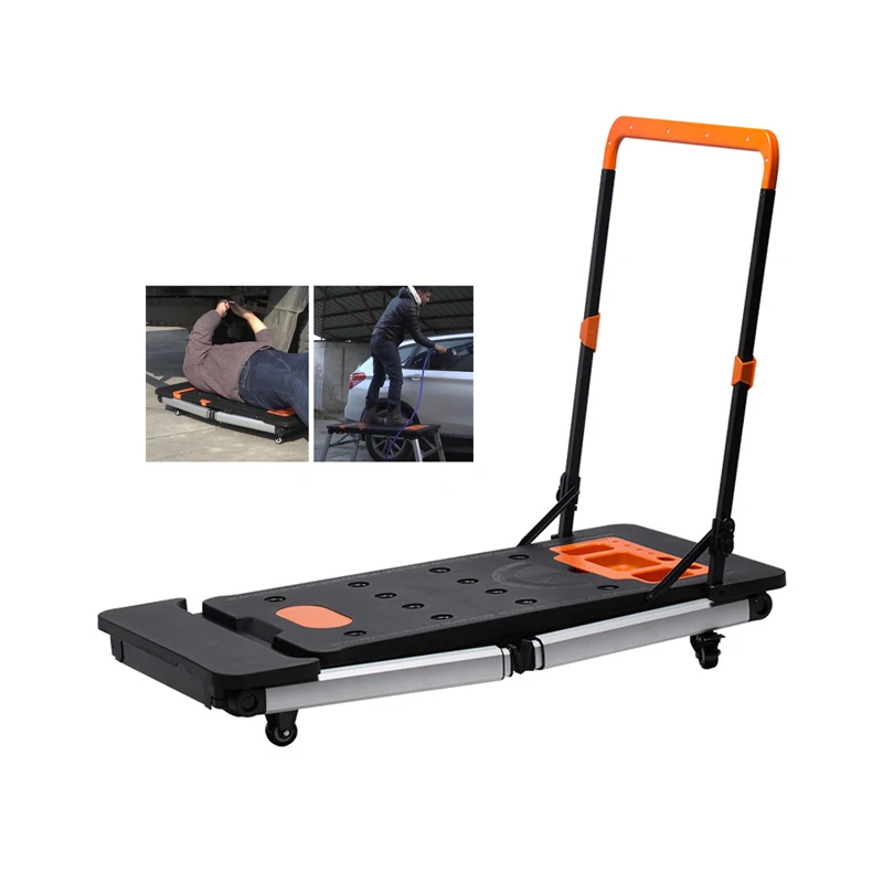 7-In-1 Folding Workbench Household DIY Work Station Car Creeper Platform Hand Truck Multi-Function Work Table Car Creeper