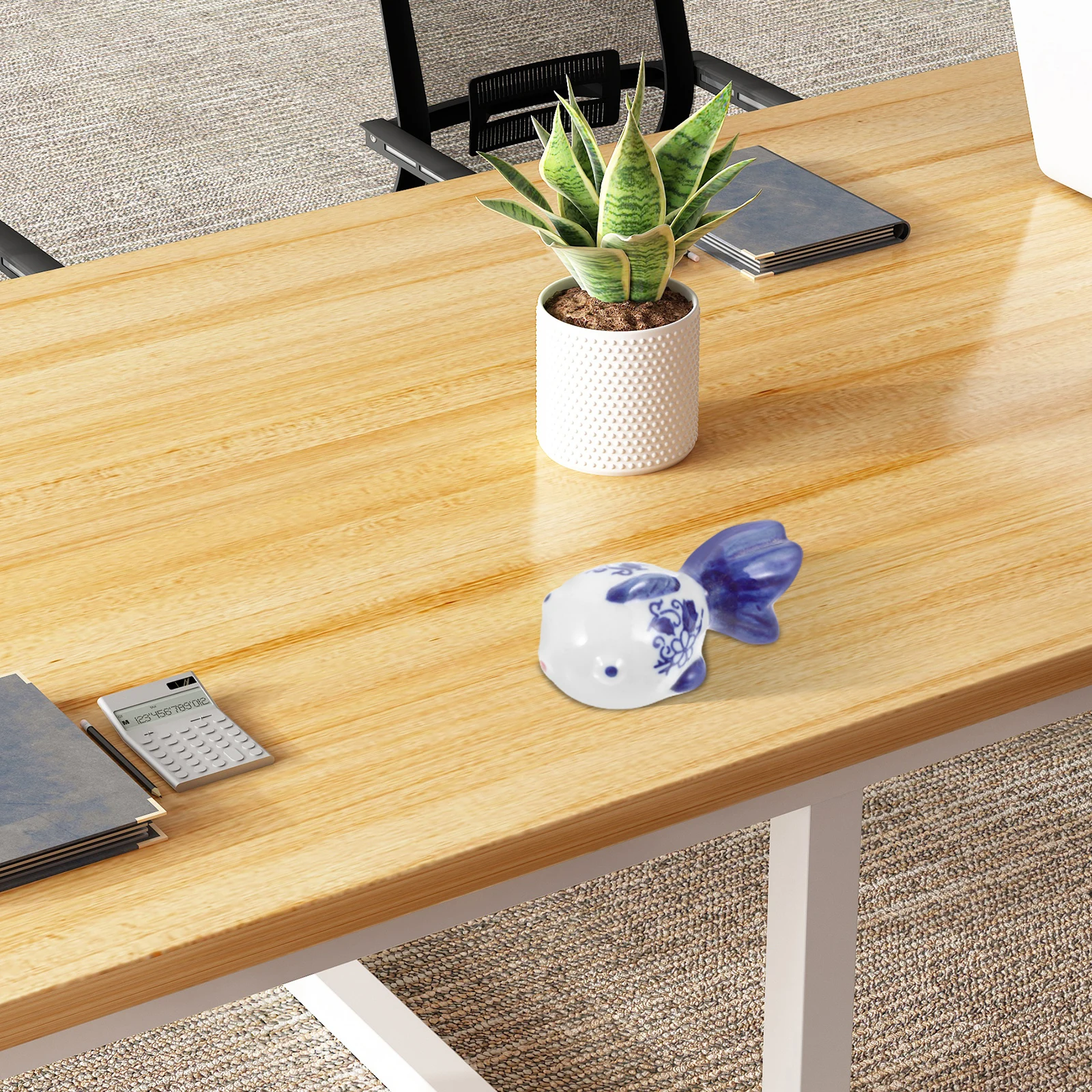 

Blue White Porcelain Fish Tank Floating Goldfish Decor Ceramic Craft Aquarium Animal Ornament Tea Pet Decorative Gift