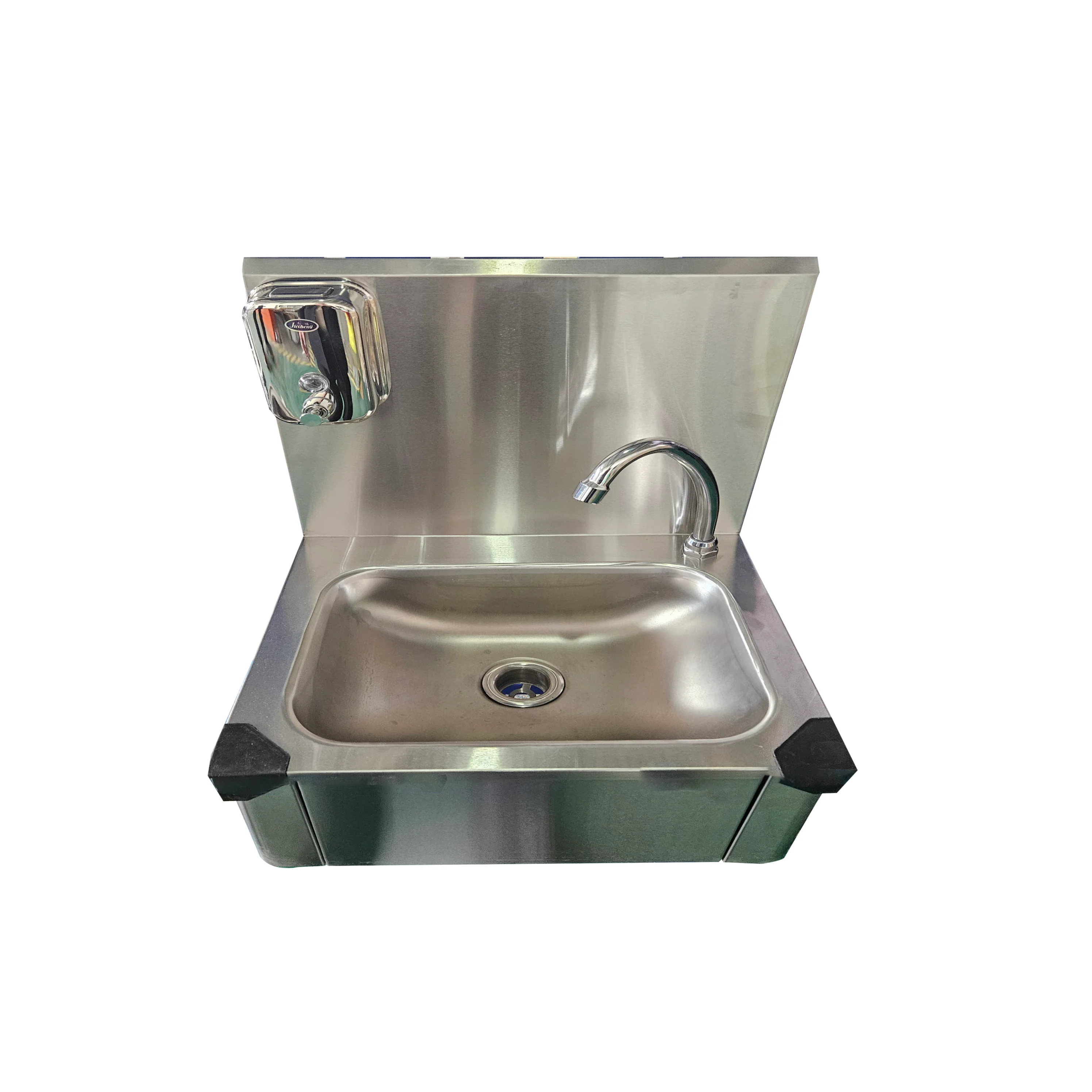 

Commercial Kitchen Stainless Steel Wall Mounted Sink Gooseneck Faucet High Quality Soap Dispenser Commercial Steel Fabrication