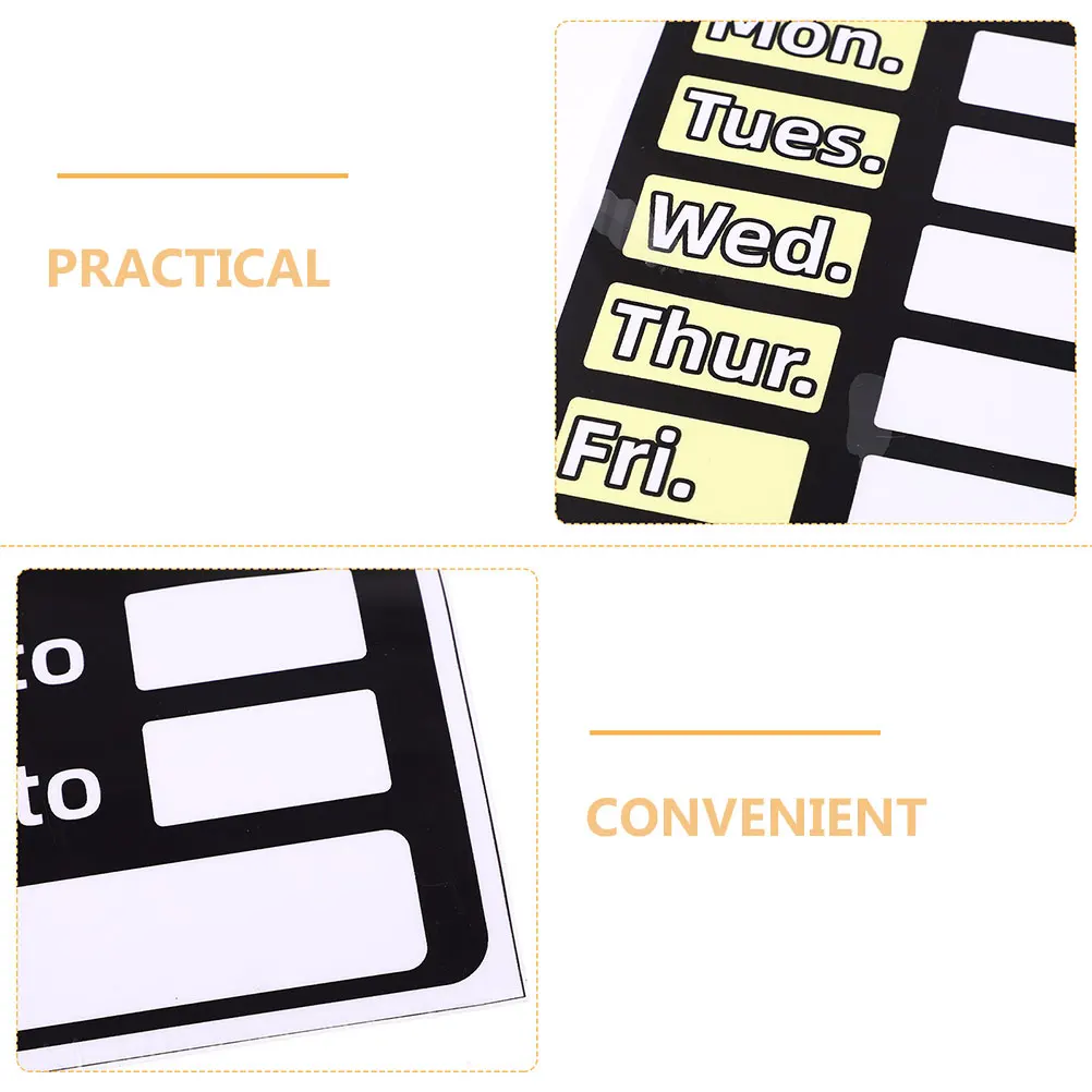 

1 set 1 Set Business Hours Sign Pvc Erasable Board With Time Stickers Store Open Hours Sign For Glass Door Business Time