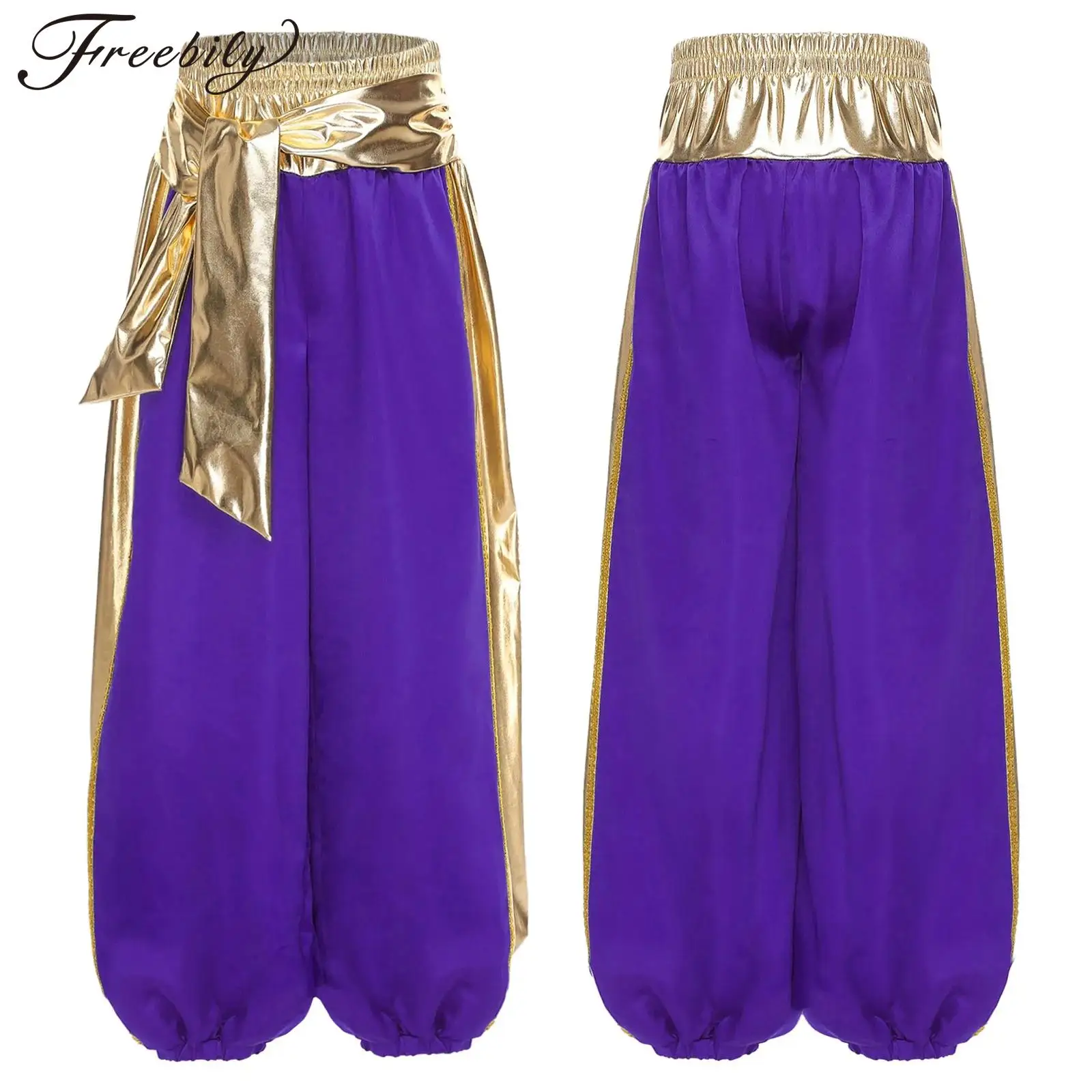 

Boys Halloween Arabian Prince Costume Cosplay Harem Pants Metallic Shiny Lamp Fancy Dress Arab Costume Bloomers