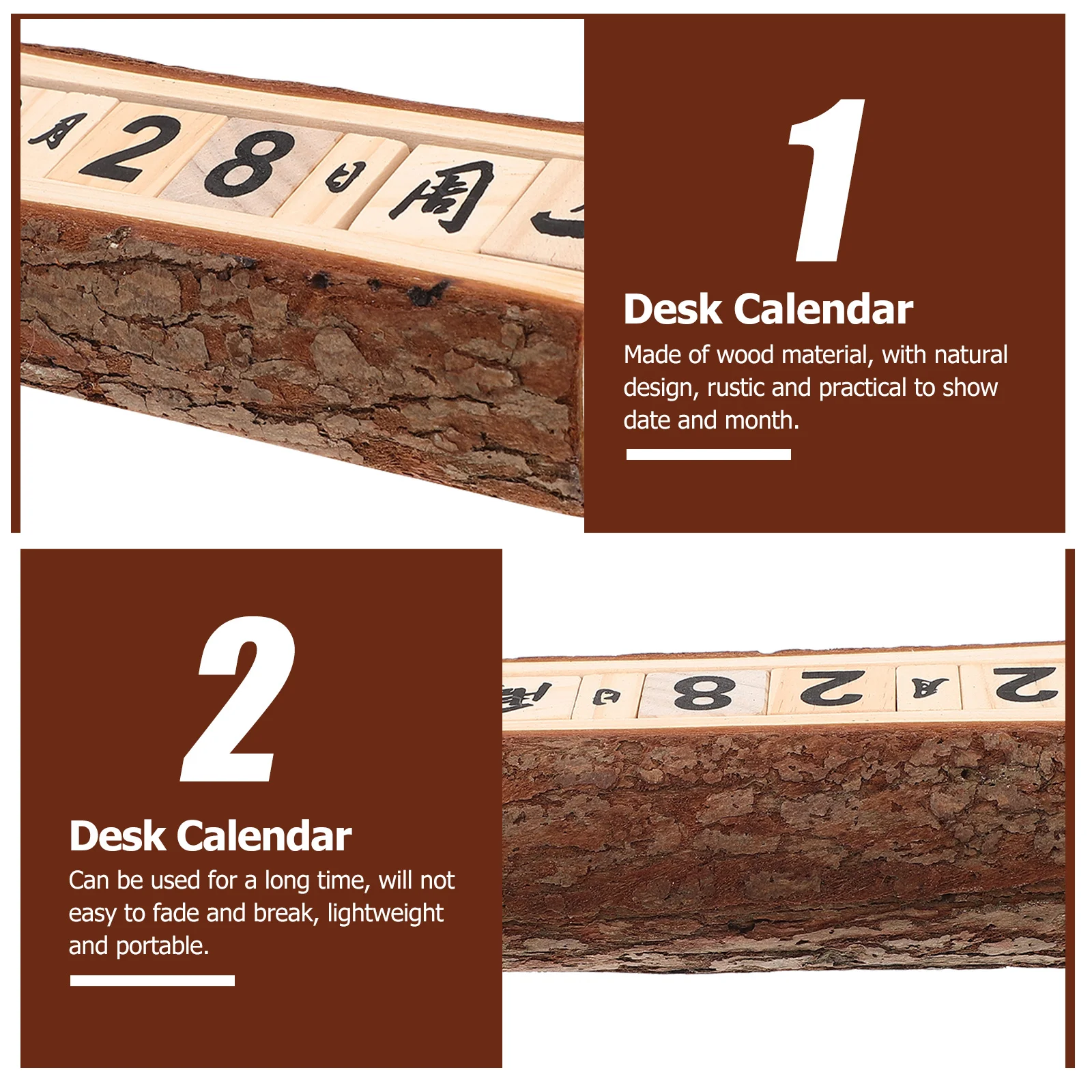 تقويم مكتب خشبي طبيعي ريفي عتيق كتلة التقويم اليومي سطح المكتب الديكور غرفة المعيشة مكتب سطح المكتب الديكور #4