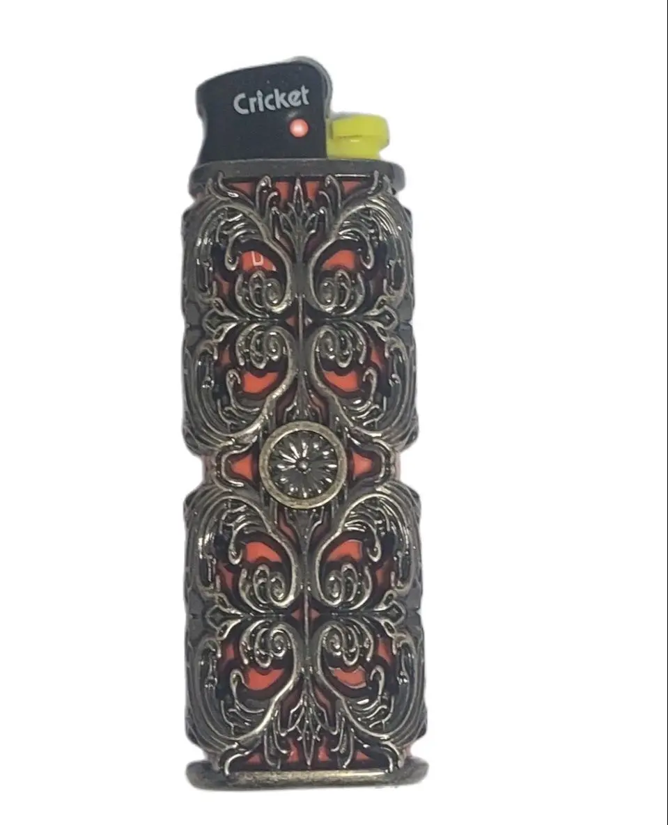 Dolphin Lighter Metal Shell Cover Decorative Pattern Hollow Craft Black For Cricket Ed1 Large Lighter