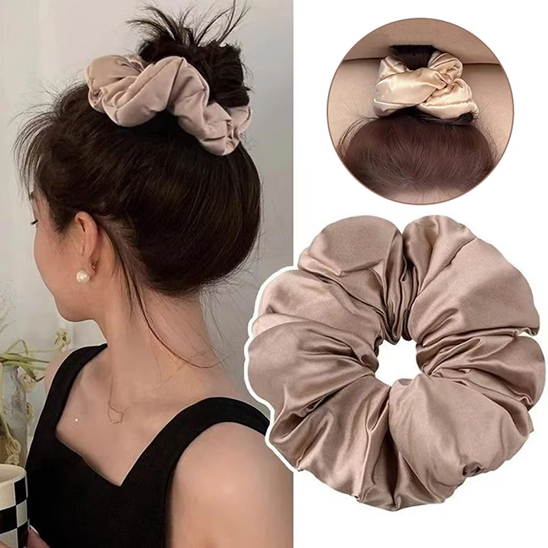 Pillow Sleep Headband Elastic Ponytail Scrunchie For Women Hair Accessories Girls Soft Solid Satin Filled Cotton Big Bands