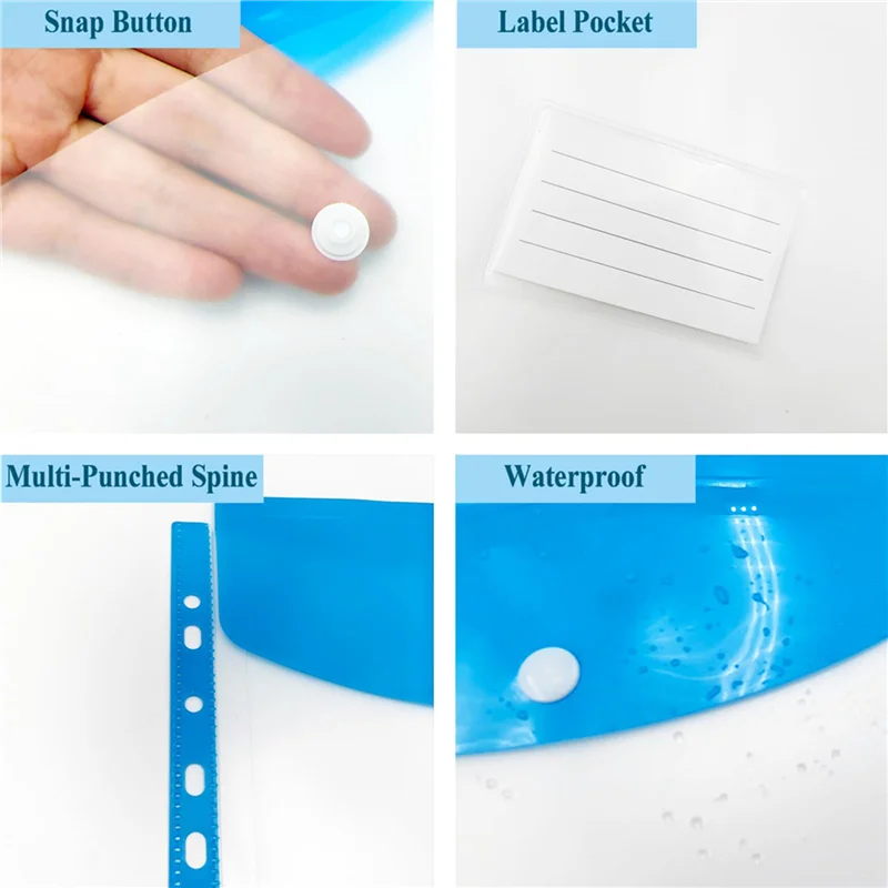 24Pack Plastic Envelopes, Binder Pockets For 3/4/11 Ring Binder,Expandable Document Organizer With Snap Button And Label