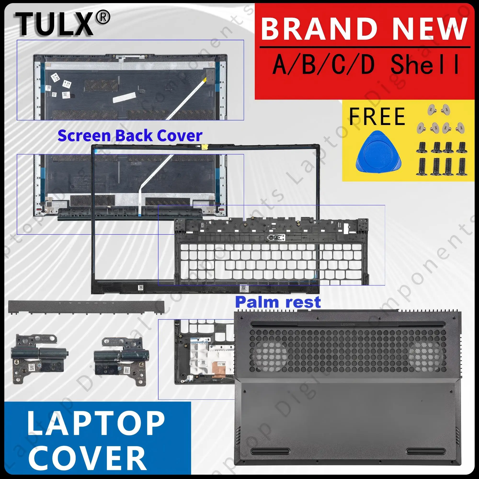

New For Legion 5-15ITH6H 15ITH6 15ACH6H 15ACH6 LCD Back Cover Upper Cover Frame Case Palmrest Bottom Cover Replace Cover Hinges