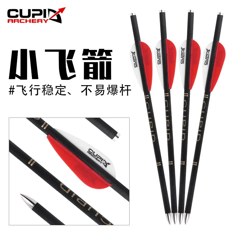 21.3cm 2 Feather Crossbow Arrow Pure Carbon Diameter 6mm with Small Bolts for Outdoor Hunting Archery Shooting