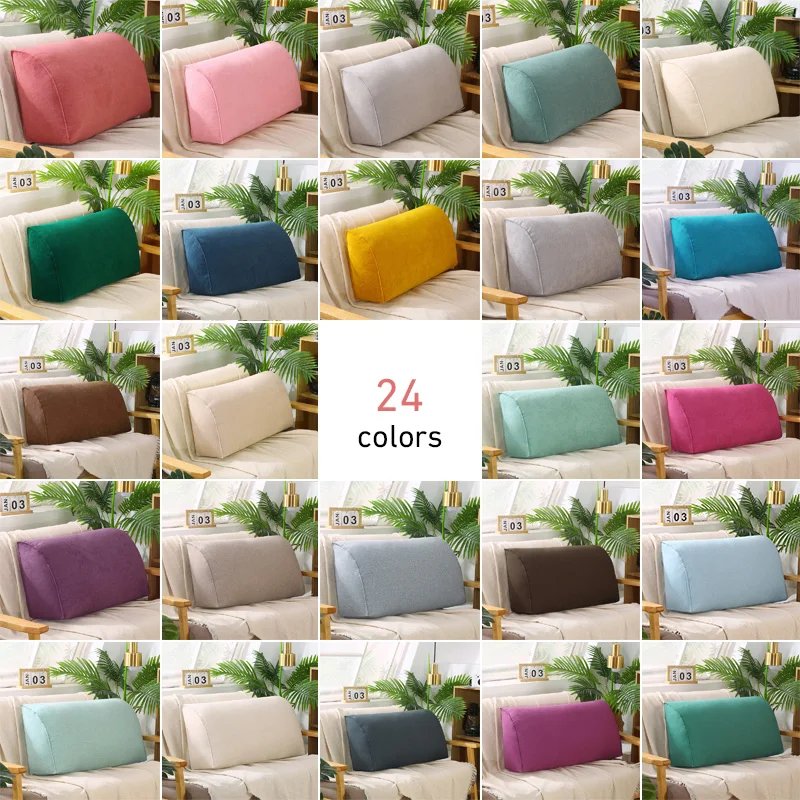 

70x35cm Sofa Back Pillow Case Triangle Cushion Cover with Filling Bed Back Waist Backrest Pillowcase Bed Back Support Tatami