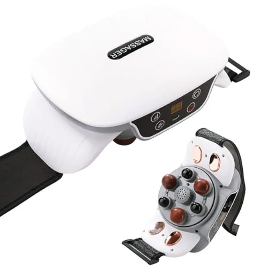 

Abdominal Massager Portable Stomach Bian Stone Massage Machine with 3 Strength Modes and Heat Function Bi-Directional Rotation