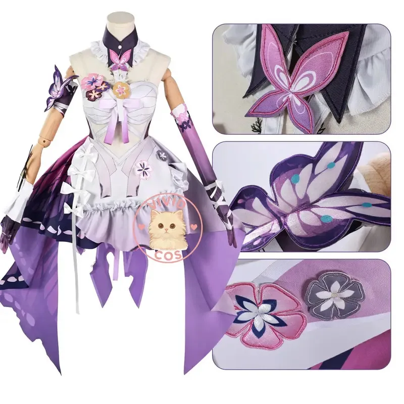 

Honkai: Star Rail Xie Die Anime-style Cosplay Two-dimensional Costume Full Set of Women's Clothing Purple Dress;2