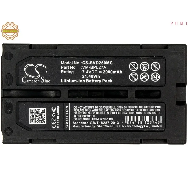 CS Replacement Battery for Hitachi VLH100L,VM-645LA,VM645LA,VM835LA,VM-945LA,VM945LA,VM955LAVMD8 PN:M-BPL30 2900mAh / 21.46Wh