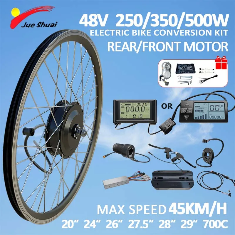 48V 250/350/500W Electric Bike Conversion Kit Front/Rear Brushless Hub Motor E-Bike Kit 20