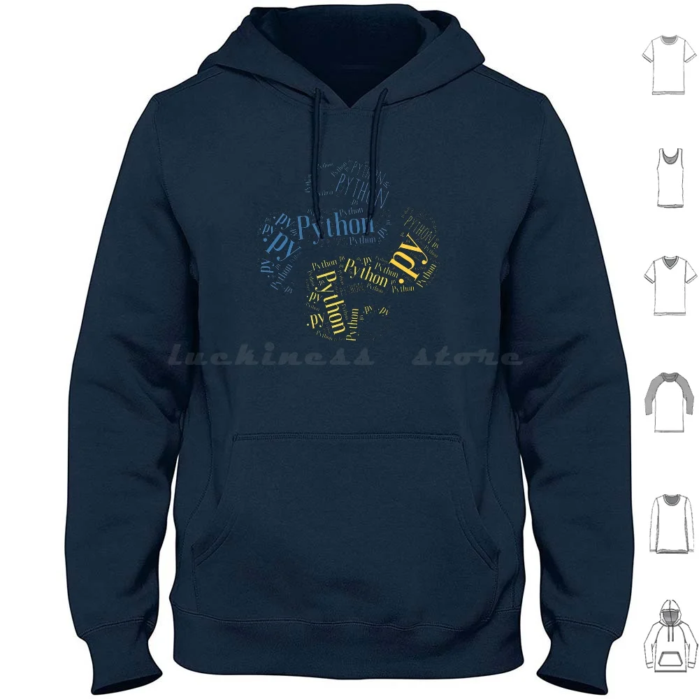 Python Programmer Logo Typography Hoodies Long Sleeve Python Language Code Development Python Developer Typography