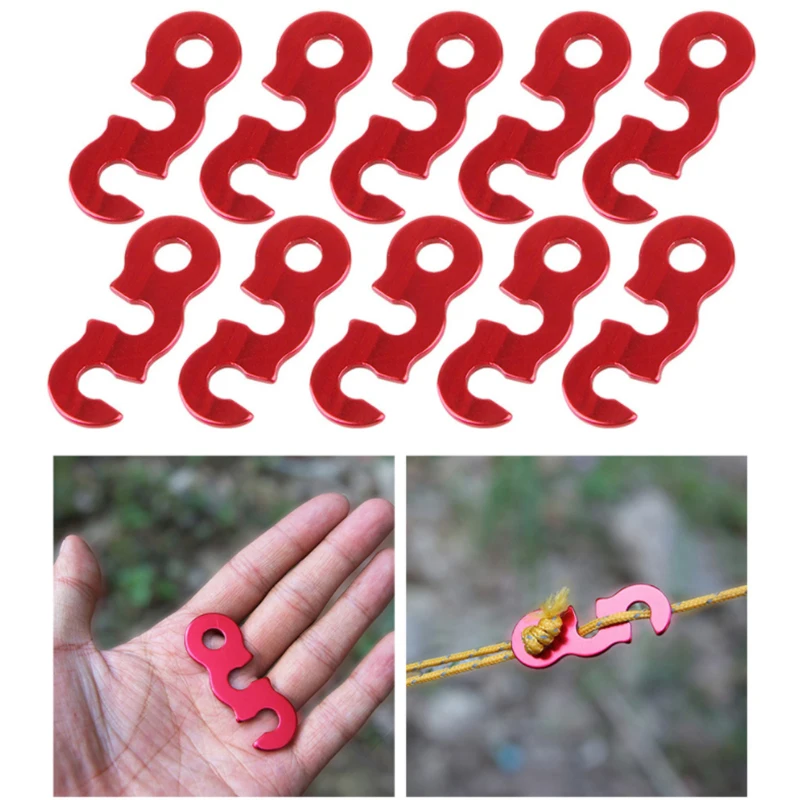 10PCS Adjustable Camping Tent Cord Rope Buckle S Type Tensioners Fastener Kit Outdoor Gadgets Camping Tents Securing Accessories