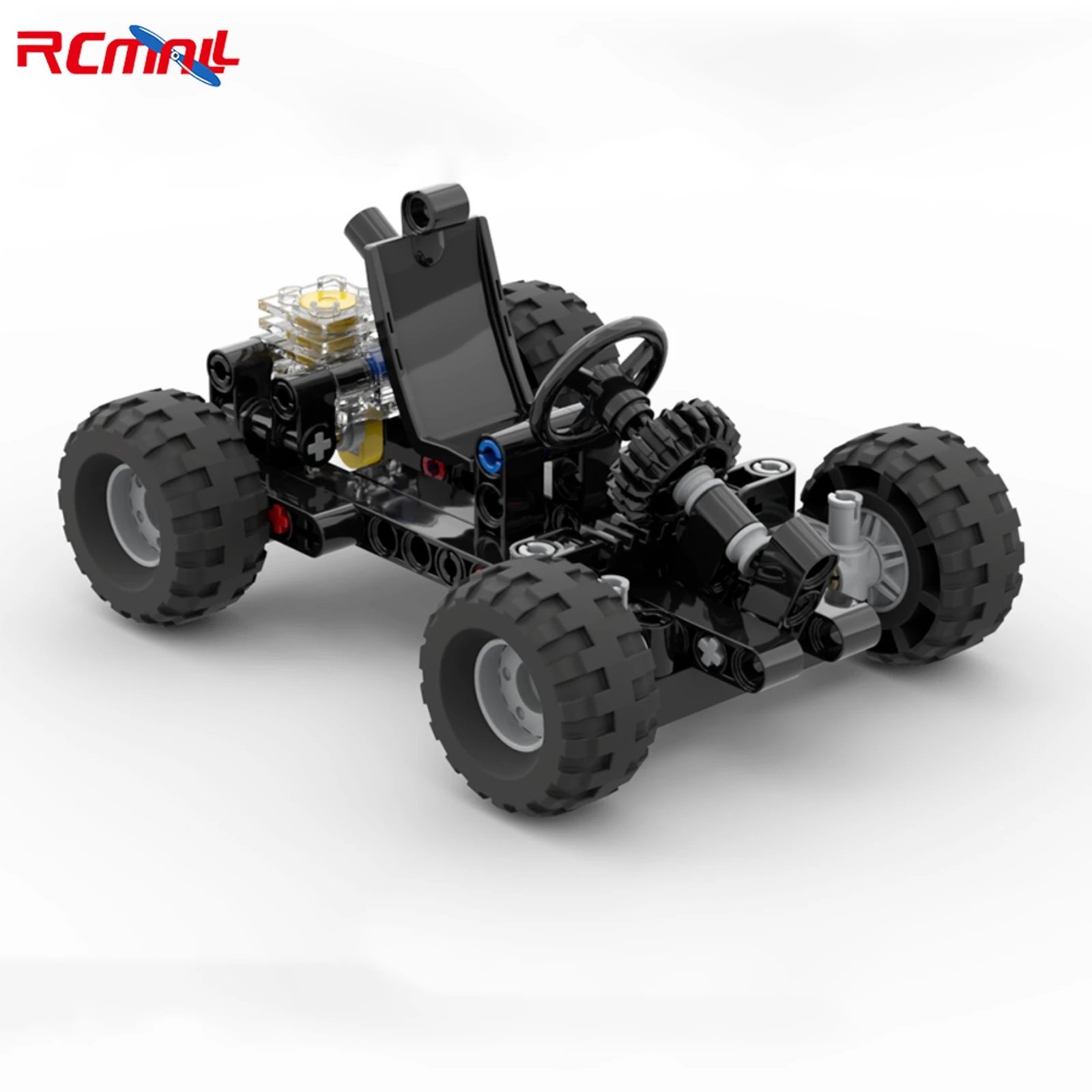 MOC Horizontal Bar Kart Mini Kart Model Kit Steerable Small Particle Assembled Building-Blocks Creative STEM Education Boy Gifts