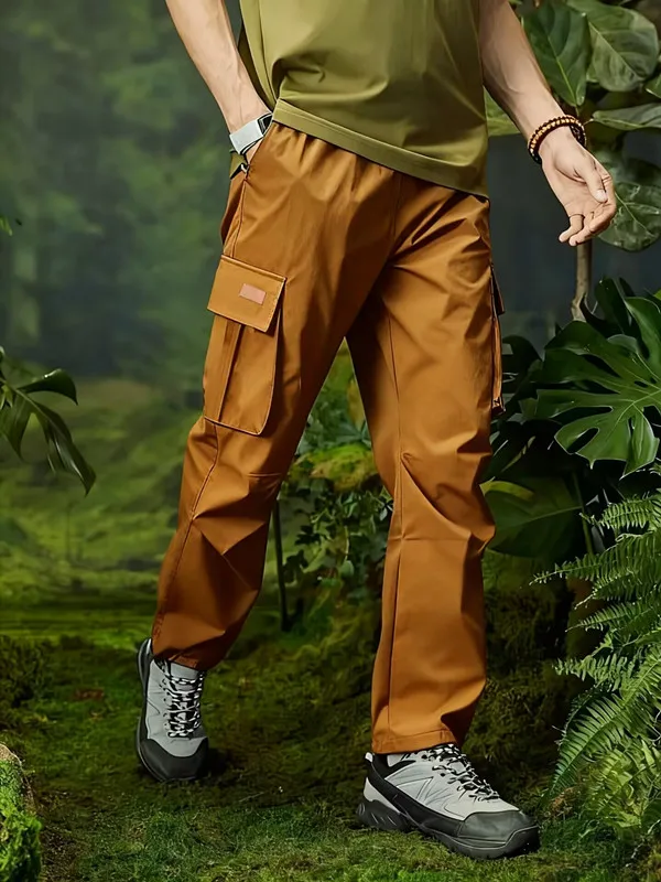 

Европейская мужская повседневная рабочая одежда, спортивные брюки с завязкой на талии, бегом и походам, свободным поясом и карманом.